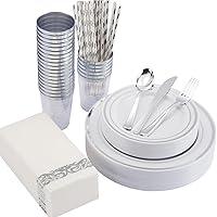 Algopix Similar Product 5 - ISFANCO 200 PCS Silver Dinnerware Set