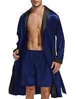 Algopix Similar Product 13 - LecGee Mens Satin Robe Long Sleeve