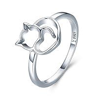 Algopix Similar Product 10 - WOSTU 925 Sterling Silver Cat Rings