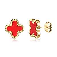 Algopix Similar Product 4 - AIPPK 18K Gold Plated Clover Earrings