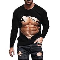 Algopix Similar Product 7 - Mens 3D Muscle Printed TShirts Long