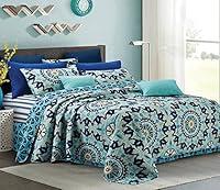 Algopix Similar Product 5 - Shanti Navy BlueAqua Printed Quilt Set