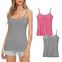 Algopix Similar Product 14 - 2 Pack Womens Camisoles Tops with Built