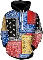 Algopix Similar Product 6 - LuckinWhale Red Bandana Hoodie Blue