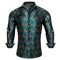 Algopix Similar Product 3 - BarryWang Men Shirts Paisley Silk