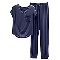 Algopix Similar Product 1 - Pajamas for Women Set Short Sleeve V