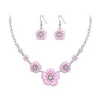 Algopix Similar Product 18 - Crysdue Flower Collar Necklace Earrings