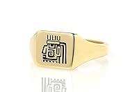 Algopix Similar Product 9 - Custom Aztec Symbol Ring  Gold Signet