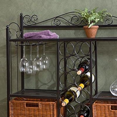 Farmhouse Coffee Bar Cabinet with Huth, 47 Sideboard Buffet Cabinet with  Removable 9 Wine Rack, Farmhouse Gray 