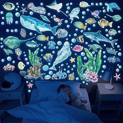 Best Deal for Glow in The Dark Ocean Fish Wall Decals,Under The Sea Wall