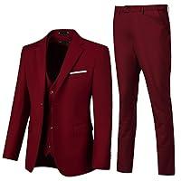 Algopix Similar Product 19 - Mens Suits 3 Piece Burgundy Suit for