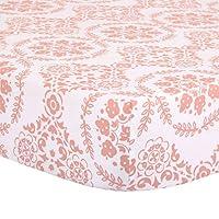 Algopix Similar Product 18 - Coral Pink Medallion Fitted Crib Sheet