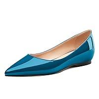 Algopix Similar Product 2 - AMBELIGHT Teal Patent Comfy Flats for