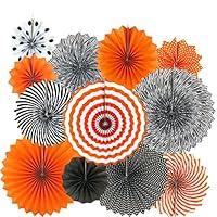 Algopix Similar Product 5 - Black Orange Party Hanging Paper Fans