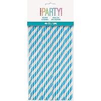 Algopix Similar Product 5 - Unique Powder Blue Striped Paper Straws