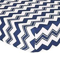 Algopix Similar Product 10 - Navy Blue Zig Zag Fitted Crib Sheet 
