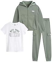 Algopix Similar Product 20 - DKNY Girls 3Piece Athletic Fleece Zip