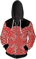 Algopix Similar Product 17 - LuckinWhale Red Bandana Hoodie Blue