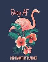 Algopix Similar Product 10 - Busy AF 2020 Monthly Planner Flamingo