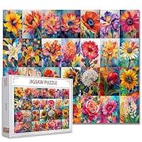 Algopix Similar Product 14 - Colorful Flower Collage Jigsaw Puzzles