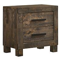 Algopix Similar Product 3 - MAKLAINE 2Drawer Farmhouse Wood