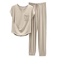 Algopix Similar Product 15 - Pajamas for Women Set Short Sleeve V