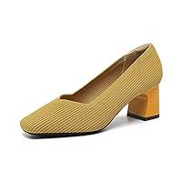 Algopix Similar Product 13 - WIRALOMI Womens Yellow Pumps Square