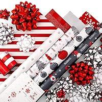 Algopix Similar Product 4 - Red  Silver Reversible Wrapping Paper