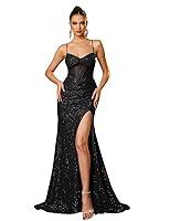 Algopix Similar Product 6 - Mermaid Sequin Prom Dress 2024 Black