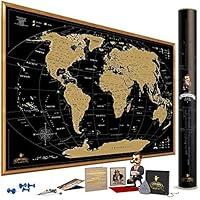 Algopix Similar Product 15 - MyMap Gold Scratch Off World Map Wall