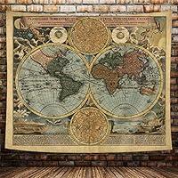 Algopix Similar Product 9 - Vintage World Map Tapestry Antique Old