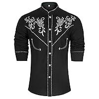 Algopix Similar Product 6 - Uezjymi Mens Western Cowboy Shirt