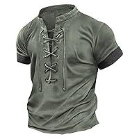 Algopix Similar Product 4 - RTTUIOP Men Lace Up V Neck Short Sleeve