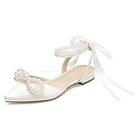 Algopix Similar Product 5 - Women Pearl Flat Wedding Shoes Closed