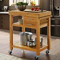 Algopix Similar Product 20 - Rolling Bamboo Wood Kitchen Island Cart