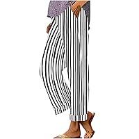 Algopix Similar Product 7 - Crop Pants for Womens Stripes Cotton