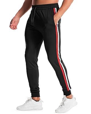 CANGHPGIN Mens Joggers with Pockets Slim Fit Black Sweatpants Tapered Leg  Track Pants Athletic Workout Pants for Men Dark Grey Small