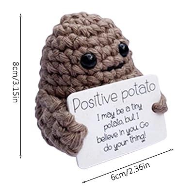 Funny Positive Potato,Cute Wool Knitting Doll with Positive Card,Positivity  Affirmation Cards,Funny Knitted Potato Doll Xmas New Year Gift Decoration 