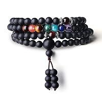 Algopix Similar Product 14 - COAI 108 Japa Mala 7 Chakra Onyx Stone