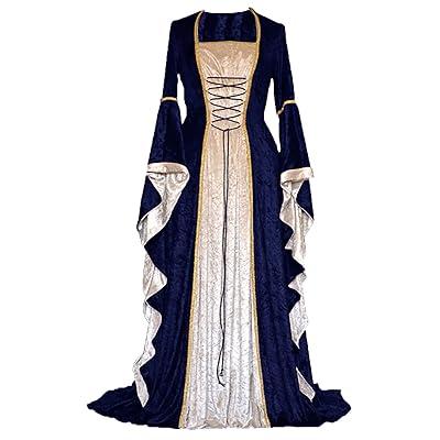 Women's Plus Medieval Renaissance Dress Flare Sleeve Vintage