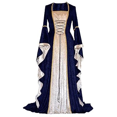 Women's Plus Medieval Renaissance Dress Flare Sleeve Vintage