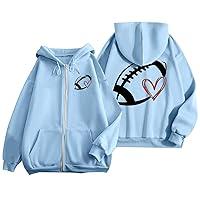 Algopix Similar Product 4 - Game Day Hooded Sweatshirt Women Heart