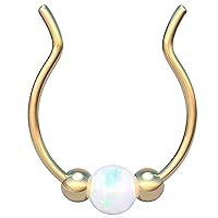 Algopix Similar Product 11 - Clip On Septum Ring  White Opal Thin