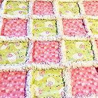Algopix Similar Product 18 - Crib size baby rag quilt pink green