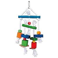 Algopix Similar Product 8 - Colourful Wooden Rope Leather Bird Toy
