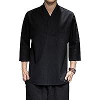 Algopix Similar Product 16 - Mens Cotton Linen Henley Shirt