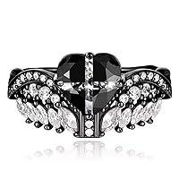 Algopix Similar Product 4 - OSSZ Angel Wings Heart Cross Ring 