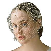 Algopix Similar Product 6 - JSGHGDF Beadwork Pearl Bridal Veil