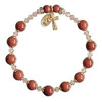Algopix Similar Product 14 - Goldstone/Gold Trim 8mm Rosary Bracelet