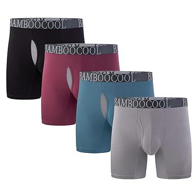 BAMBOO COOL Men's Underwear Boxer Briefs Soft Breathable Bamboo Underwear 4  Pack